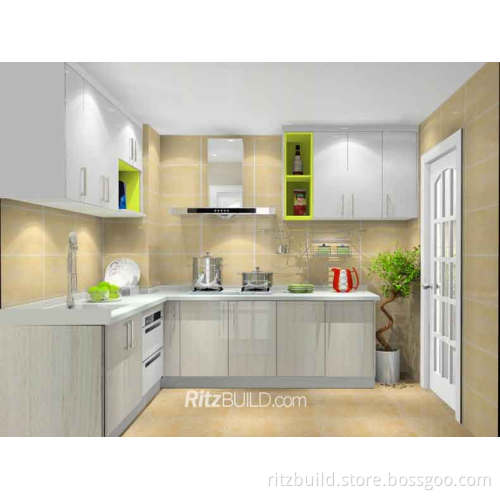 Kitchen Cabinet Material: 1. Carcase Material: Moisture-Proof Particle Board or MDF, 16mm 2. Door Material: MDF Board, 18mm, 3 Kinds Lipping -Aluminum Alloy, AC